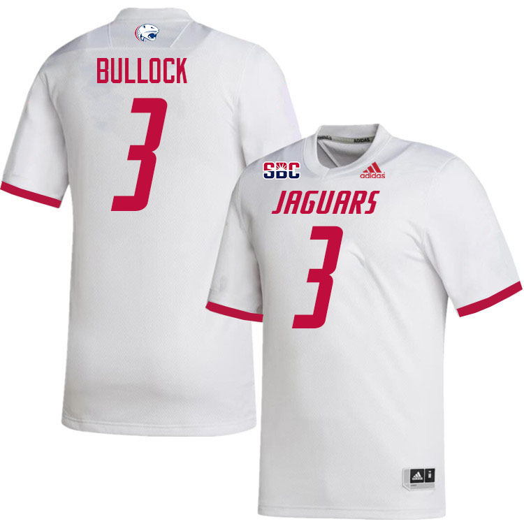 #3 Kentrel Bullock South Alabama Jaguars Jerseys,College Football Uniforms,Apparels Stitched-White